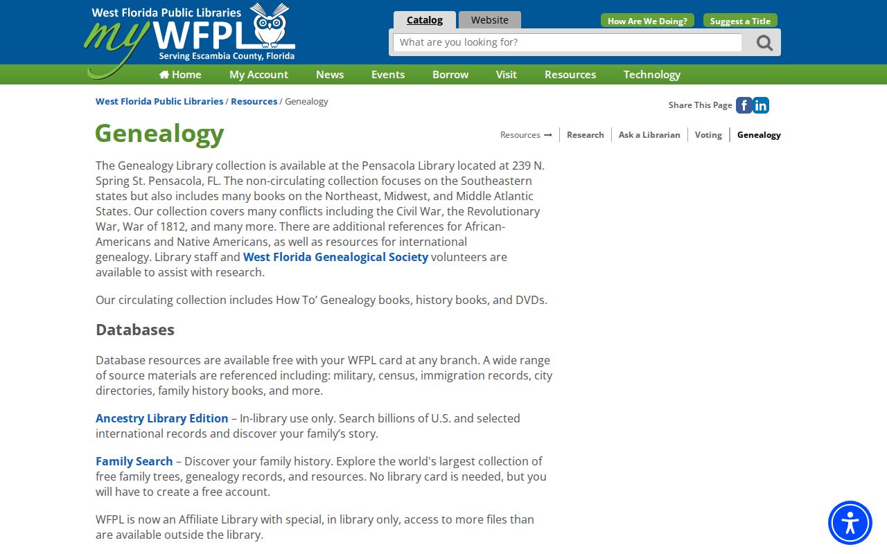 Pensacola city directory and genealogy resources at WFPL