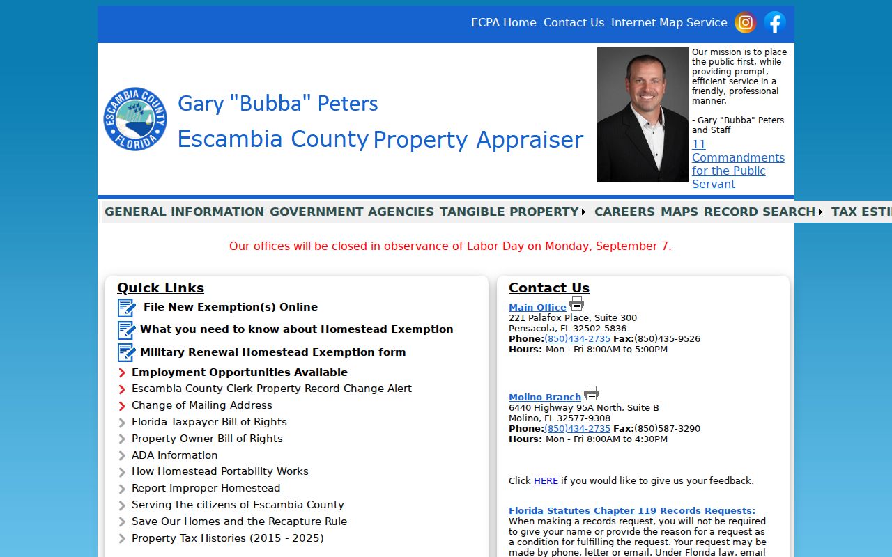 Escambia County Property Appraiser source for the Pensacola residents directory