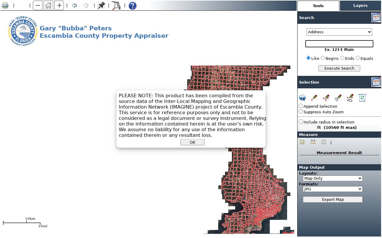 Pensacola neighbors Escambia interactive parcel map