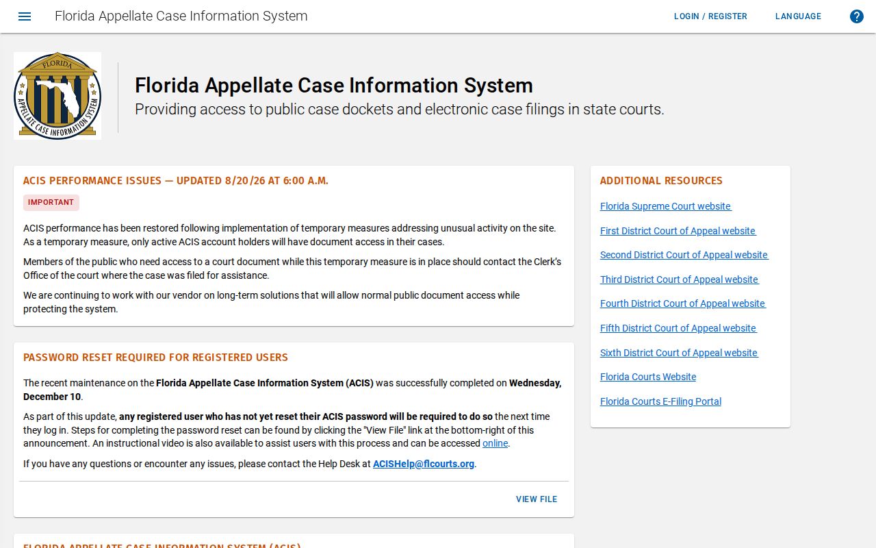 Pensacola resident lookup Florida appellate docket