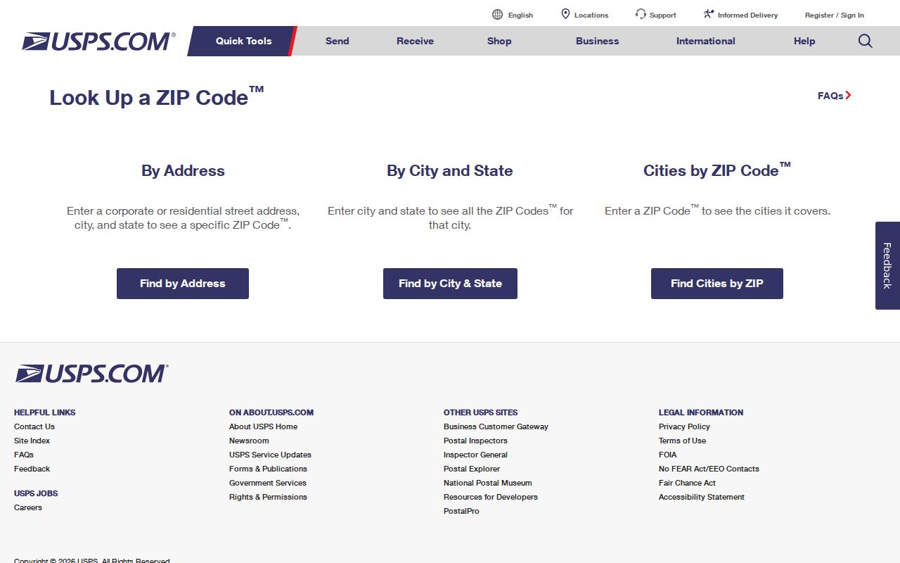 USPS ZIP Code lookup used to verify Pensacola delivery addresses